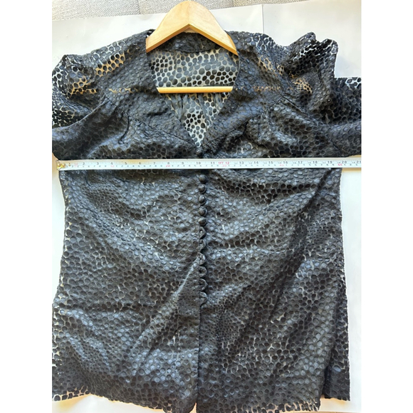 Organza Boxy Shirt Black wit black dot Blouse top - Picture 5 of 6